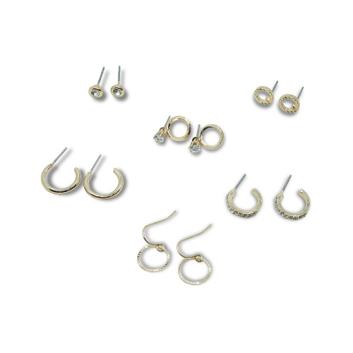 Vista previa 6PCK EARRINGS WITH STONE RECYCLED EM
